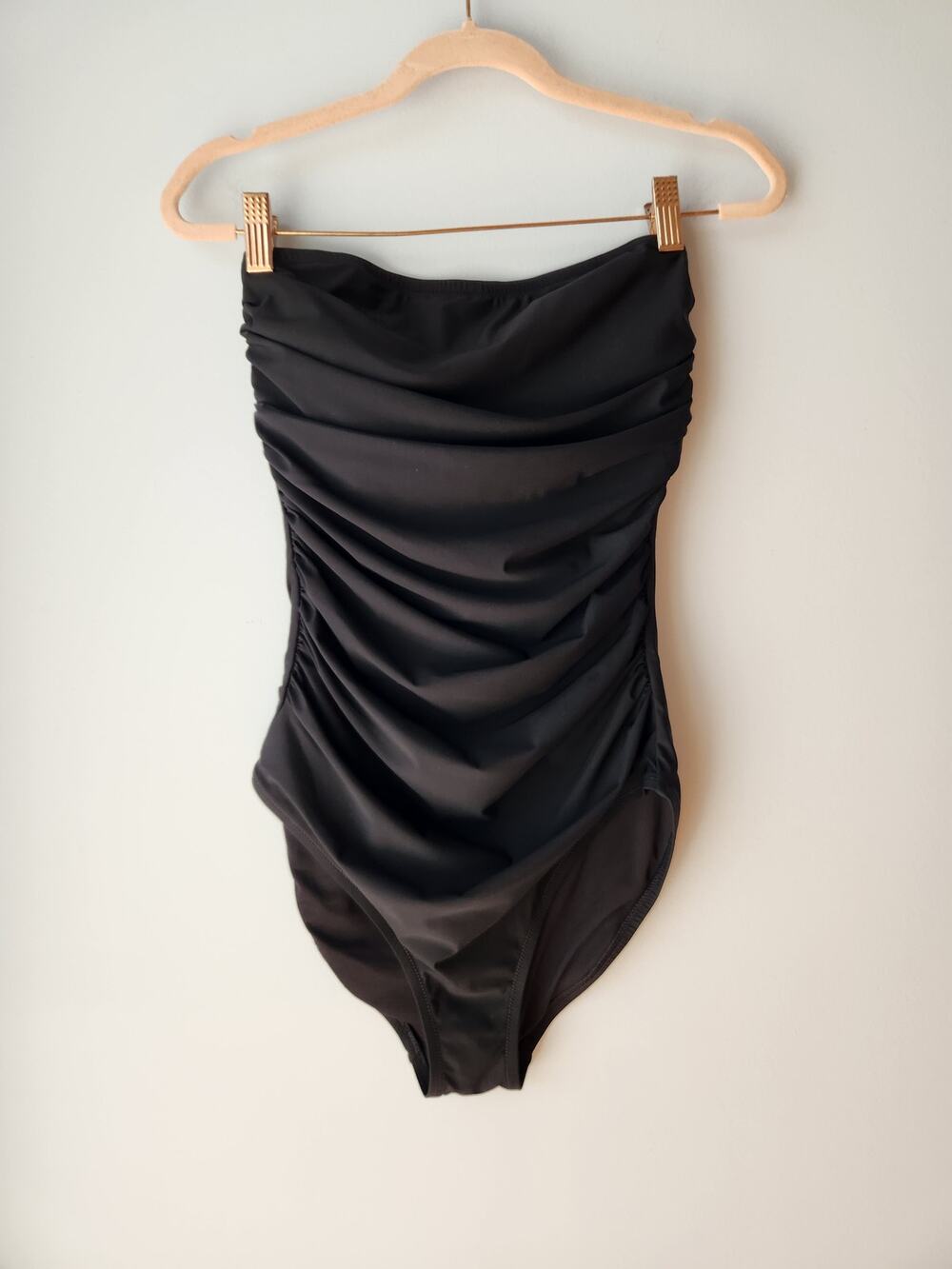NWT J. Crew Long-Torso Gemma Ruched Bandeau One-Piece Black 6